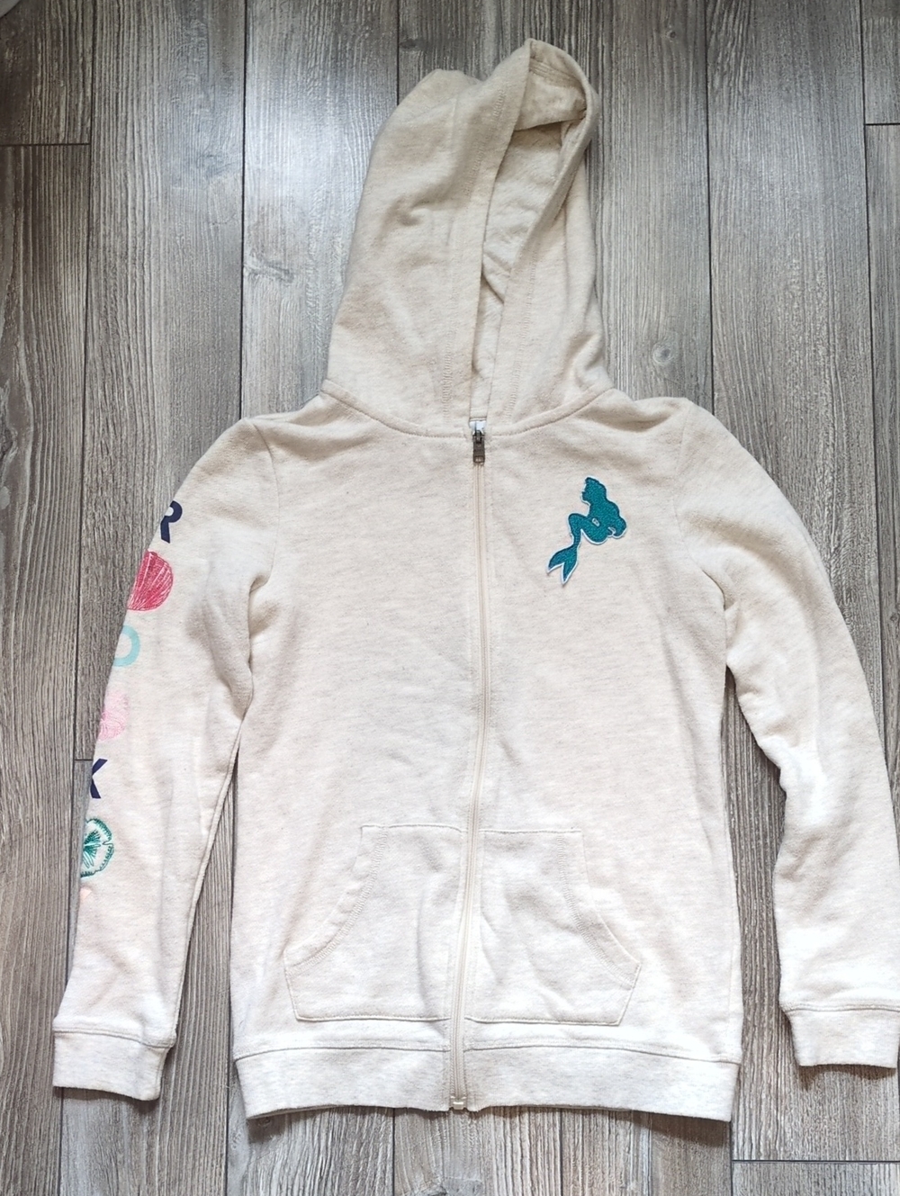 Disney Girls' Roxy Cream Zip-Up Mermaid Hoodie XL